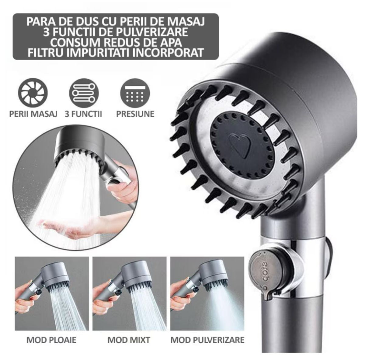 Cap de Dus German cu Masaj si Filtru cu 3 moduri