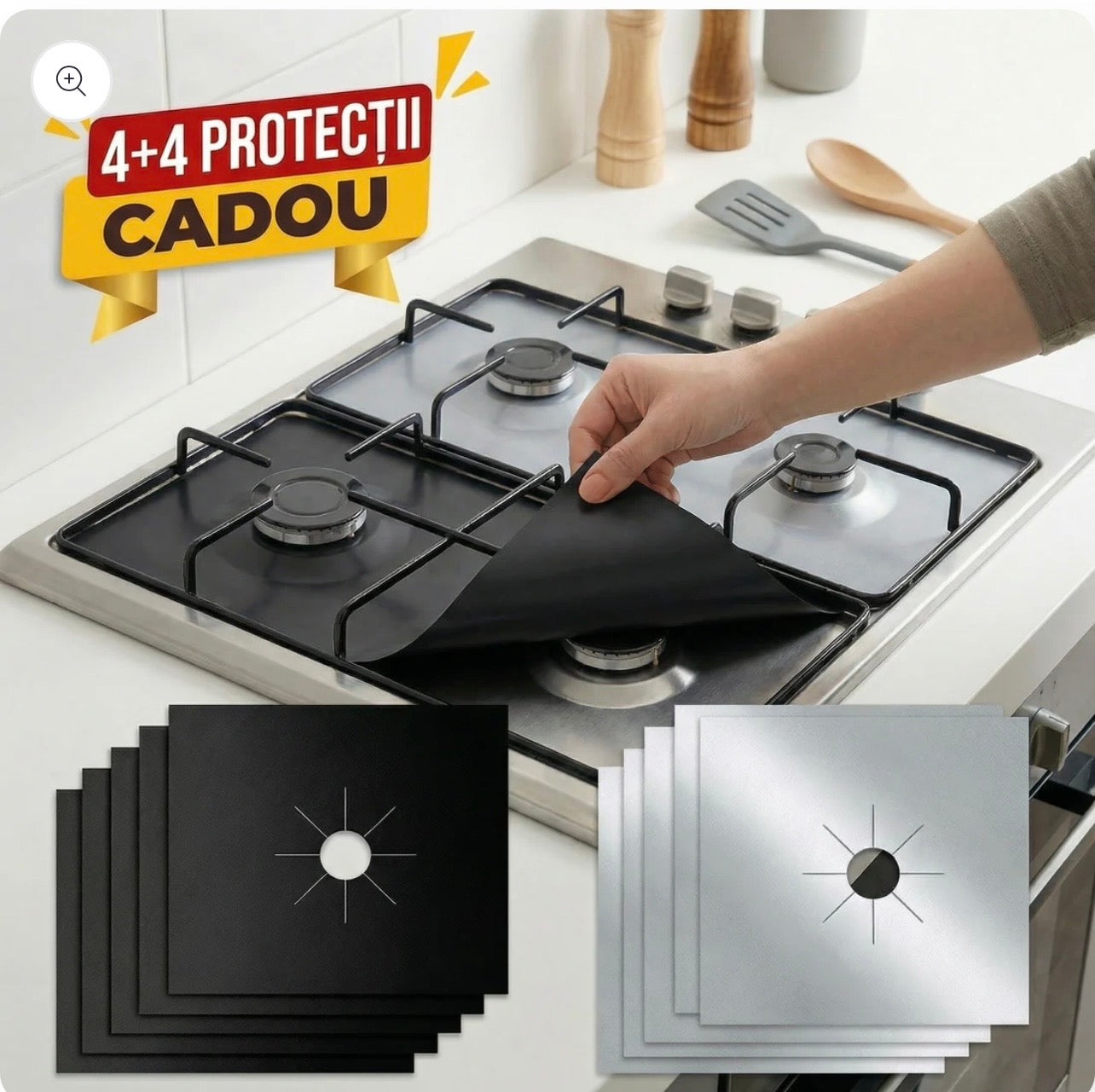 🎁4+4-Folii din Teflon pentru Aragaz – Protecție Fără Murdărie